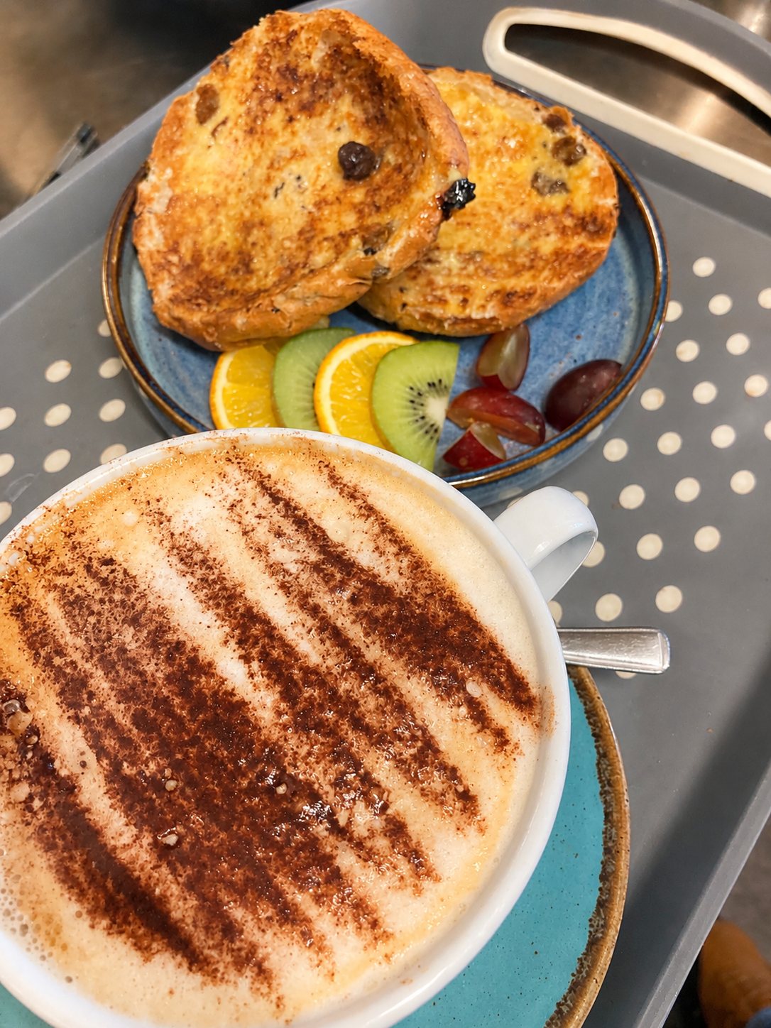 Cappuccino and toasted teacakes at Cafe Old Town